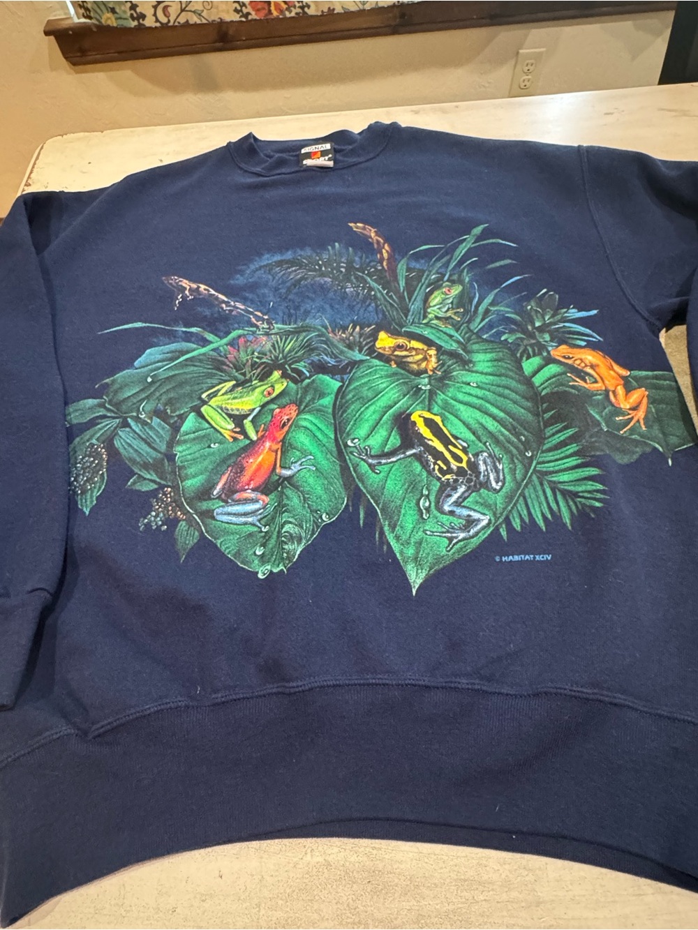 Vintage Habitat Nature Sweatshirt Mens XL 1994 Frogs Double Sided Big Print